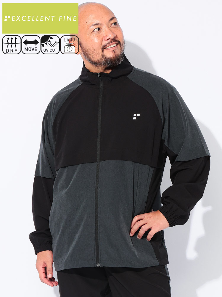 アウター ジャケット ストレッチクロス 切り替え フルジップ スタンド
