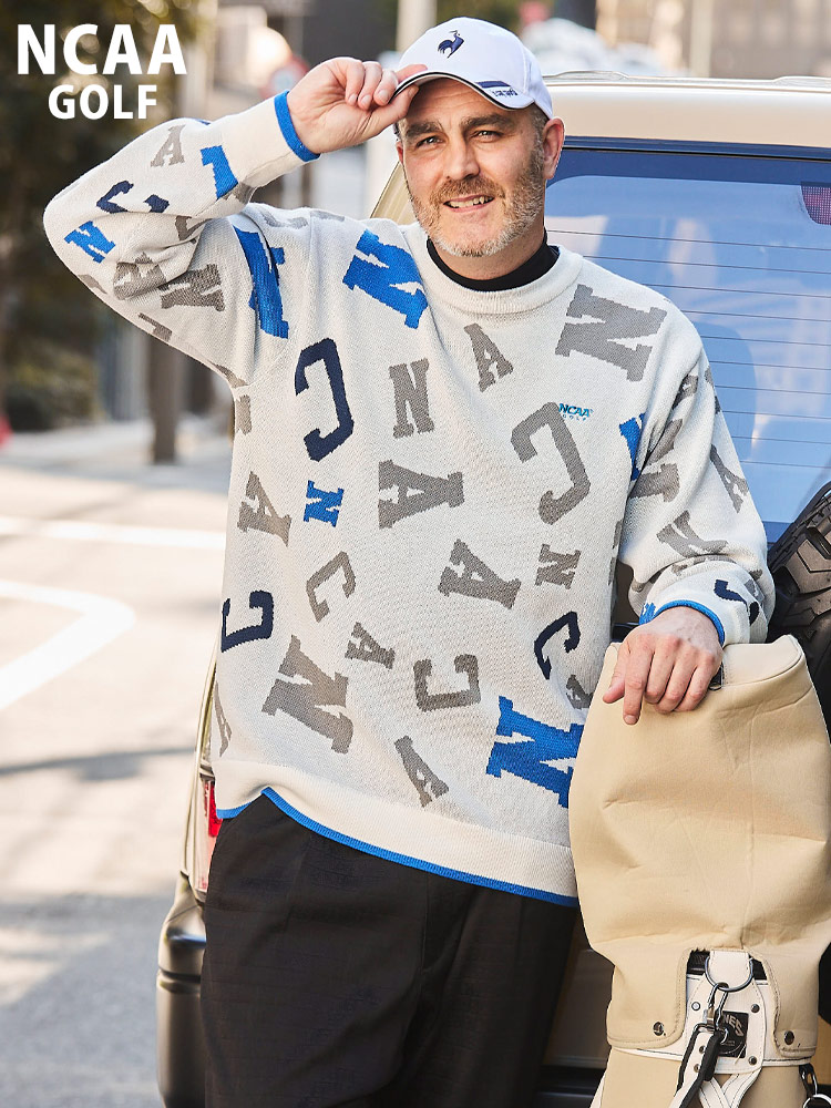 ゴルフ 総柄 クルーネック セーター (NCAA) エヌシーエーエー 大きい
