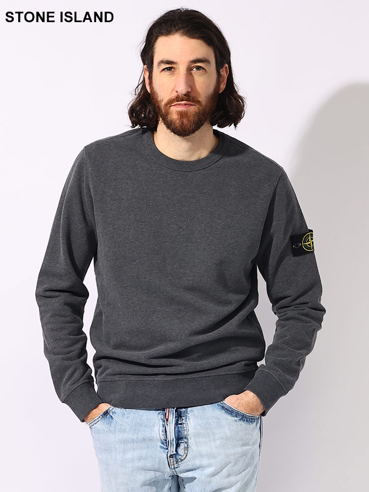 STONE ISLAND (ストーンアイランド) 裏起毛 ロゴワッペン リブ クルー