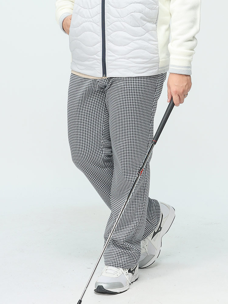 GOLF WARM 裏起毛 ストレッチ 撥水 千鳥柄 ロングパンツ (le coq