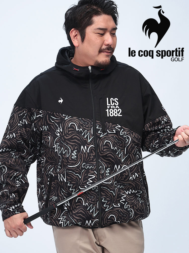 フーデッドブルゾン le coq GOLF ストレッチ 撥水 切替プリント