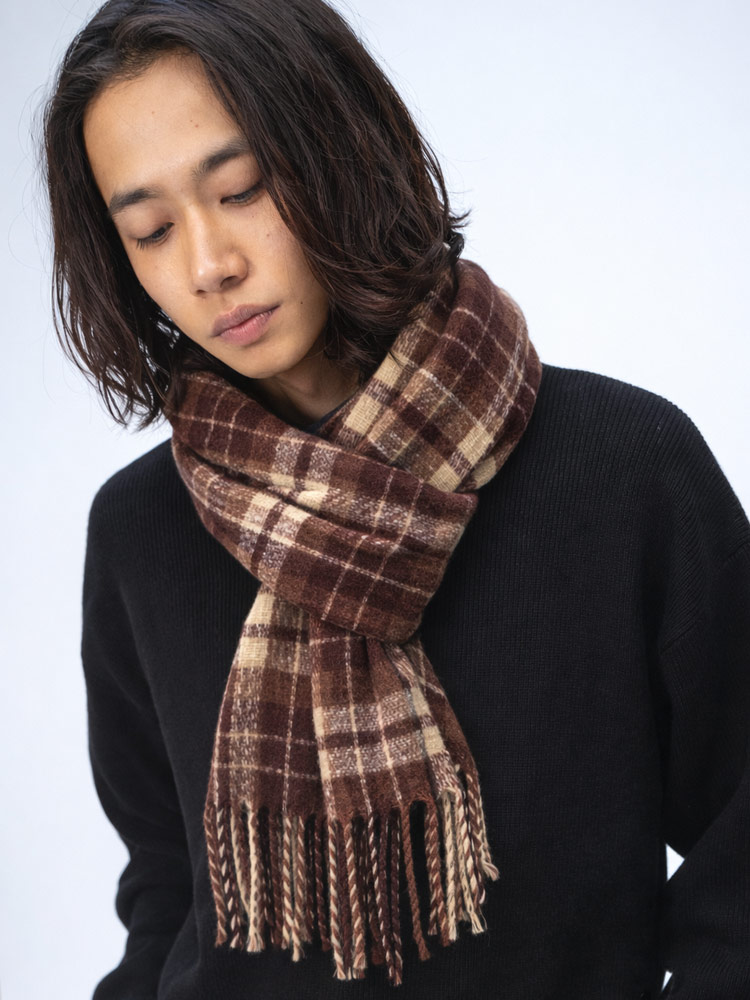 WOODENDOLL (ウッディンドール) チェック柄 フリンジ マフラー M24AW95