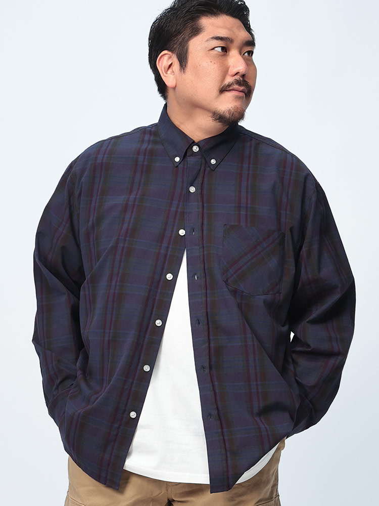 長袖 シャツ オーバーダイ マドラスチェック トップス チェックシャツ