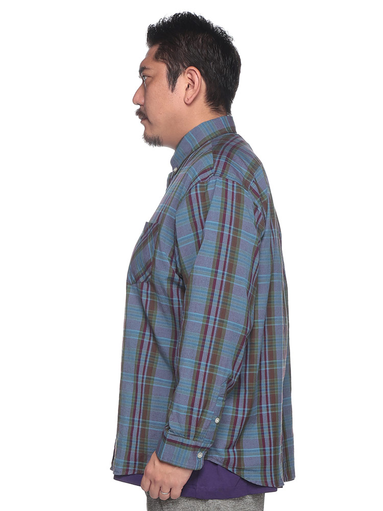 長袖 シャツ オーバーダイ マドラスチェック トップス チェックシャツ