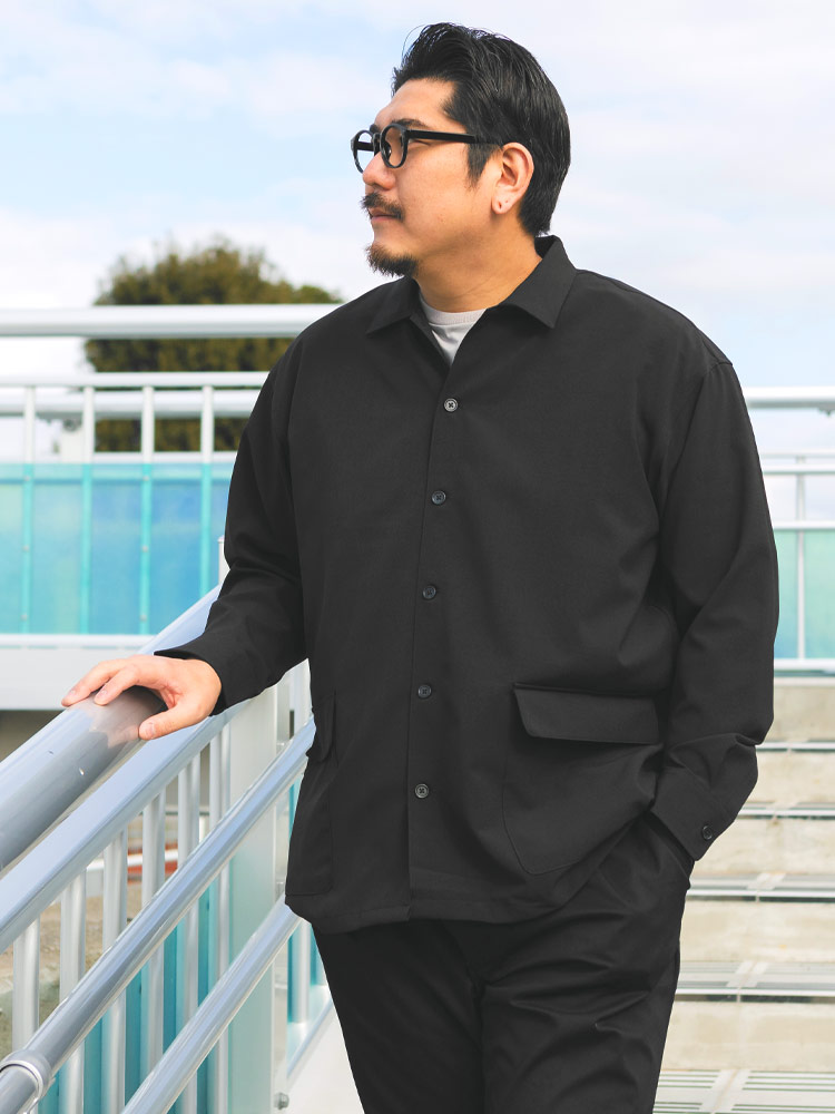 長袖 シャツ 消臭 無地 裾フラップポケット付き トップス アウター