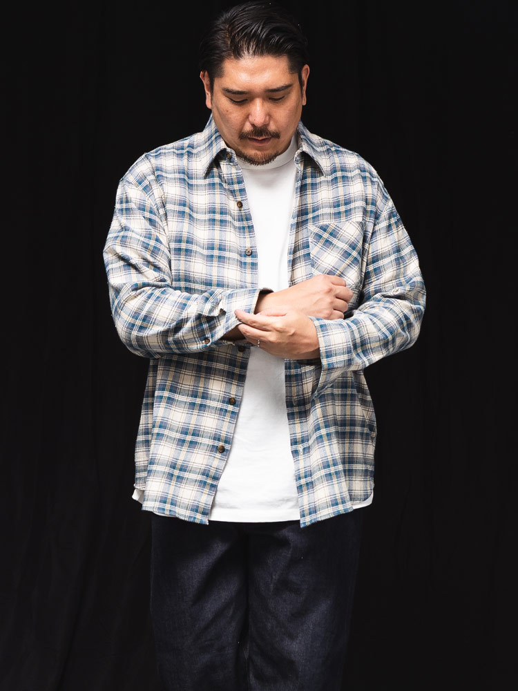 長袖 ネルシャツ 匠-TAKUMI- 播州織 コットンシルク ネップ トップス