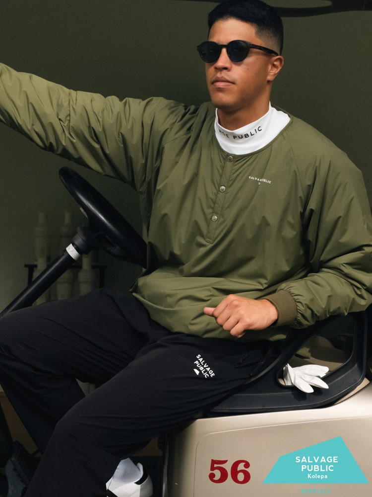 中綿ジャケット GOLF ハーフボタン クルーネック 3L-6L アウター プル