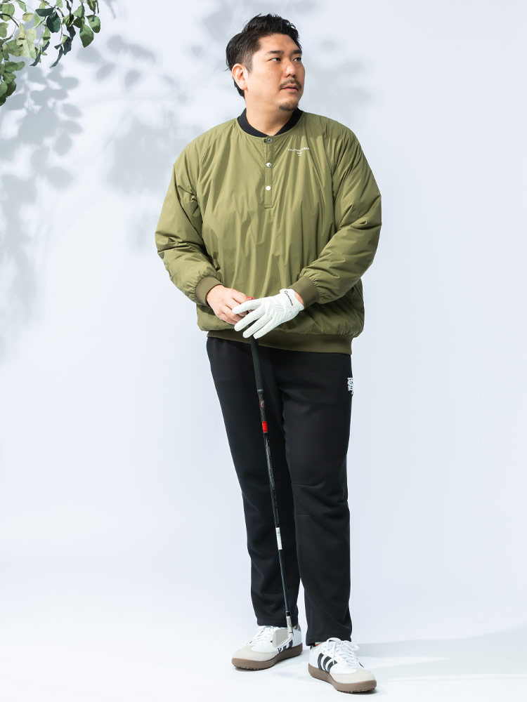 中綿ジャケット GOLF ハーフボタン クルーネック 3L-6L アウター プル