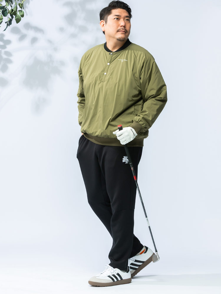 中綿ジャケット GOLF ハーフボタン クルーネック 3L-6L アウター プル