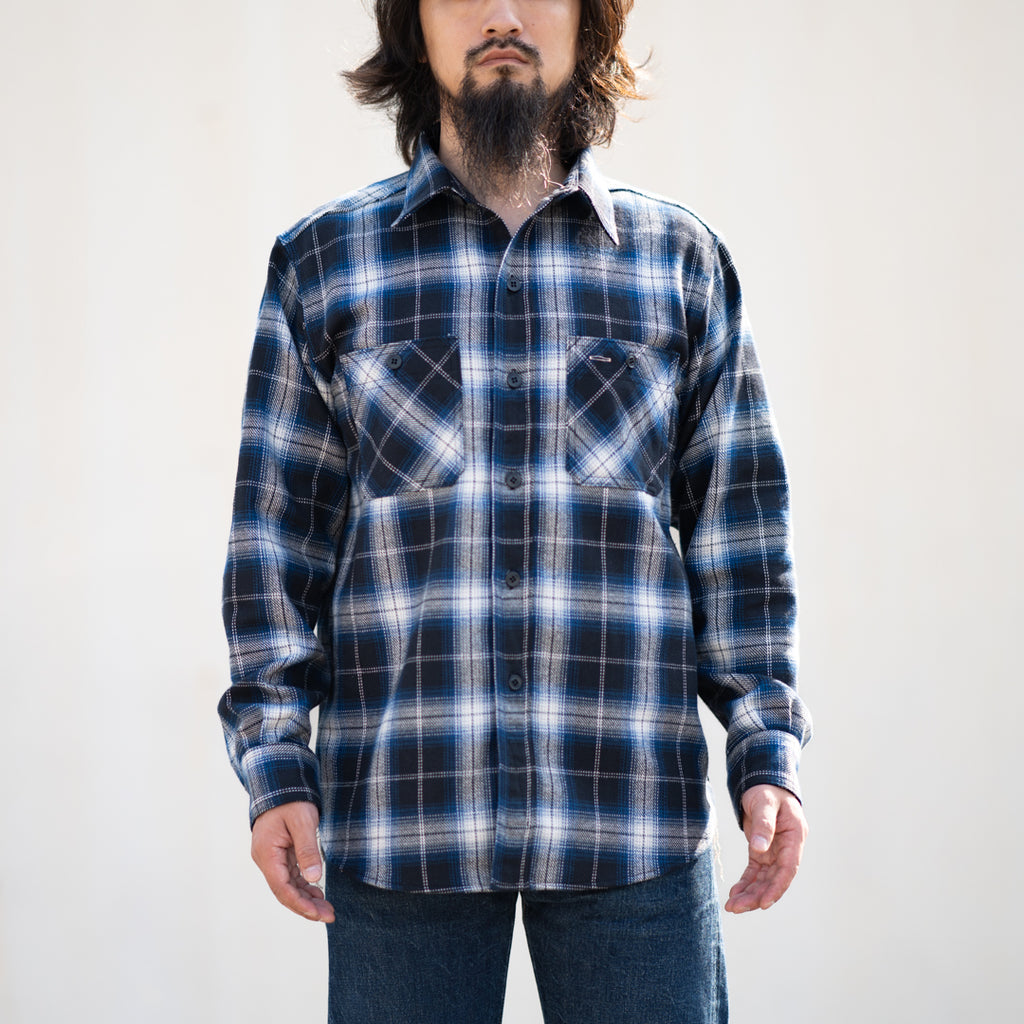 Work Shirt Flannel Ombre Plaid navy – BONCOURA Official Online Store
