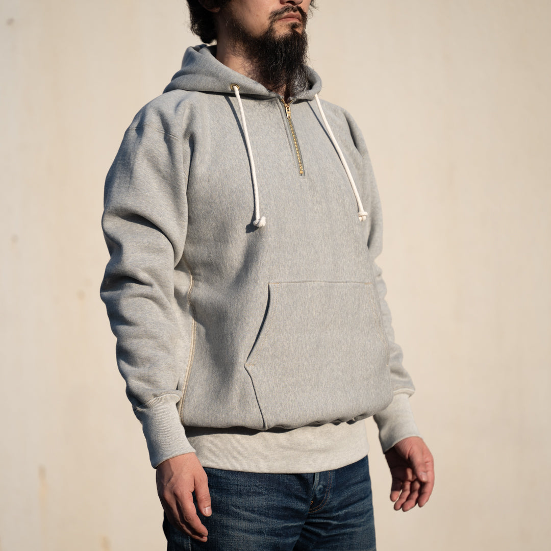 Loop Wheeled Hoodie Half ZIP gray – BONCOURA Official Online Store