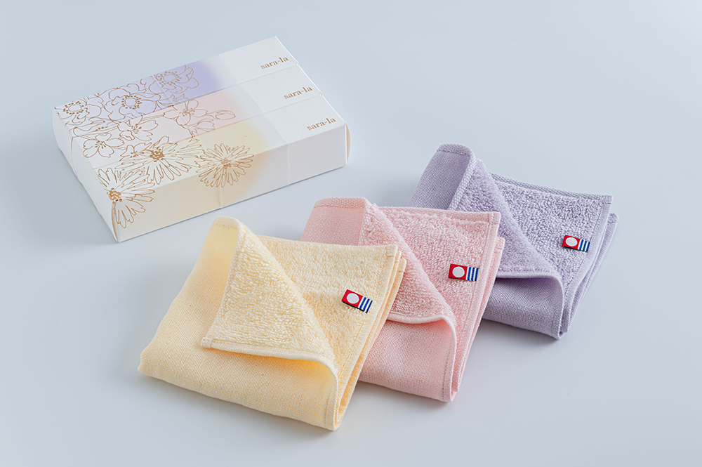 sara-la「咲-saki-」ガーゼパイルハンカチ 3枚ギフトBOX 綿100