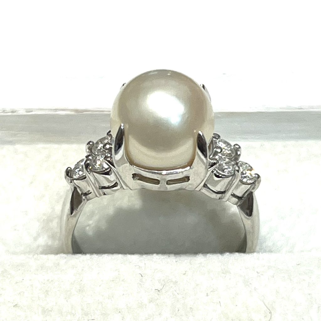 Pt900 真珠・ダイヤモンド付き プラチナリング 指輪 アクセサリーの