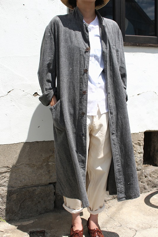 フランス】1940年代頃のブラックシャンブレー アトリエコート