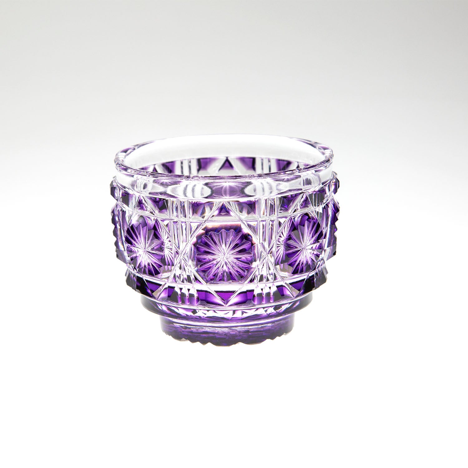 最上手 薩摩切子 初期極上手彫大鉢（鋭いカット） 木箱付 東Y7-1211