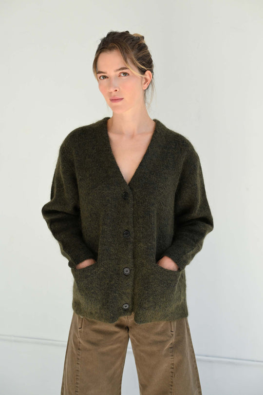 Mohair Cardigan in Olive – SAYAKA DAVIS NEW YORK