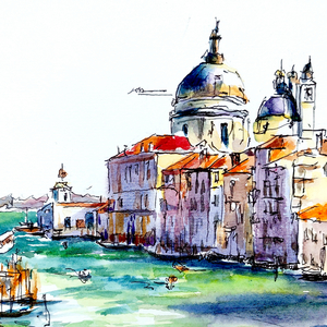 온라인 레슨 : 水彩画・風景画レッスン／色彩で素敵な風景を