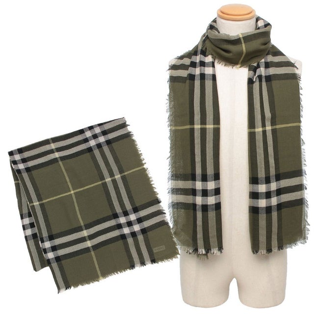 バーバリー BURBERRY スカーフ ワイドチェック カーキグリーン メンズ