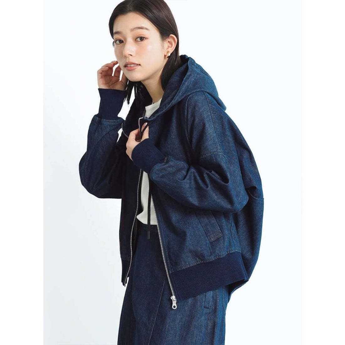 グランターブル Grandtable フード付きデニムアウター （ネイビー