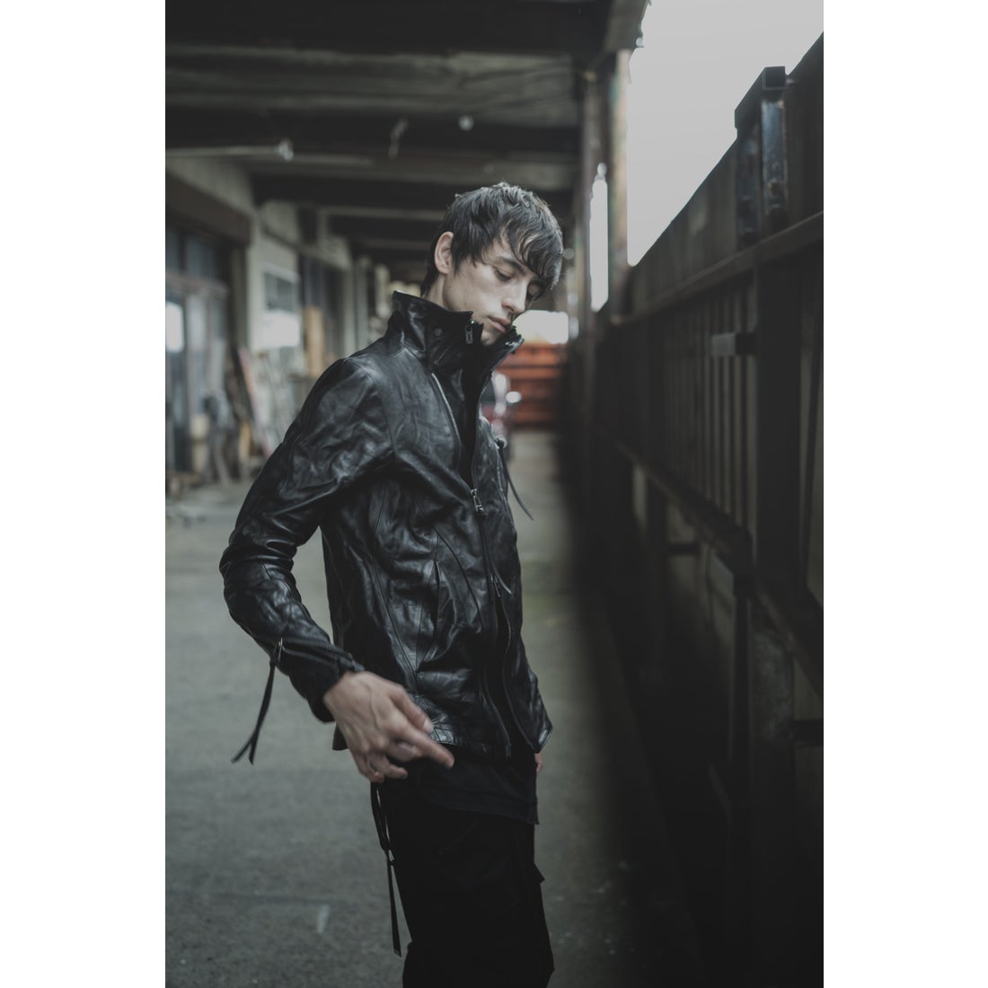 ディーハイゲン D.HYGEN Horse Leather High Neck Jacket （BLACK