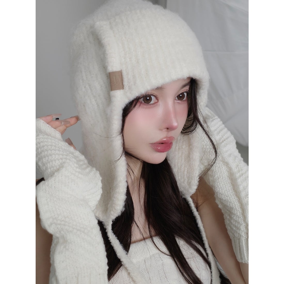 ダーリッチ Darich レザータグパッチフライトキャップ （アイボリー