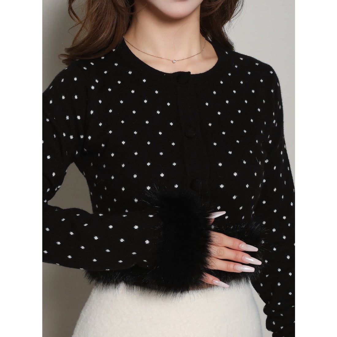 ダーリッチ Darich ドットジャガードフェザーニットトップス