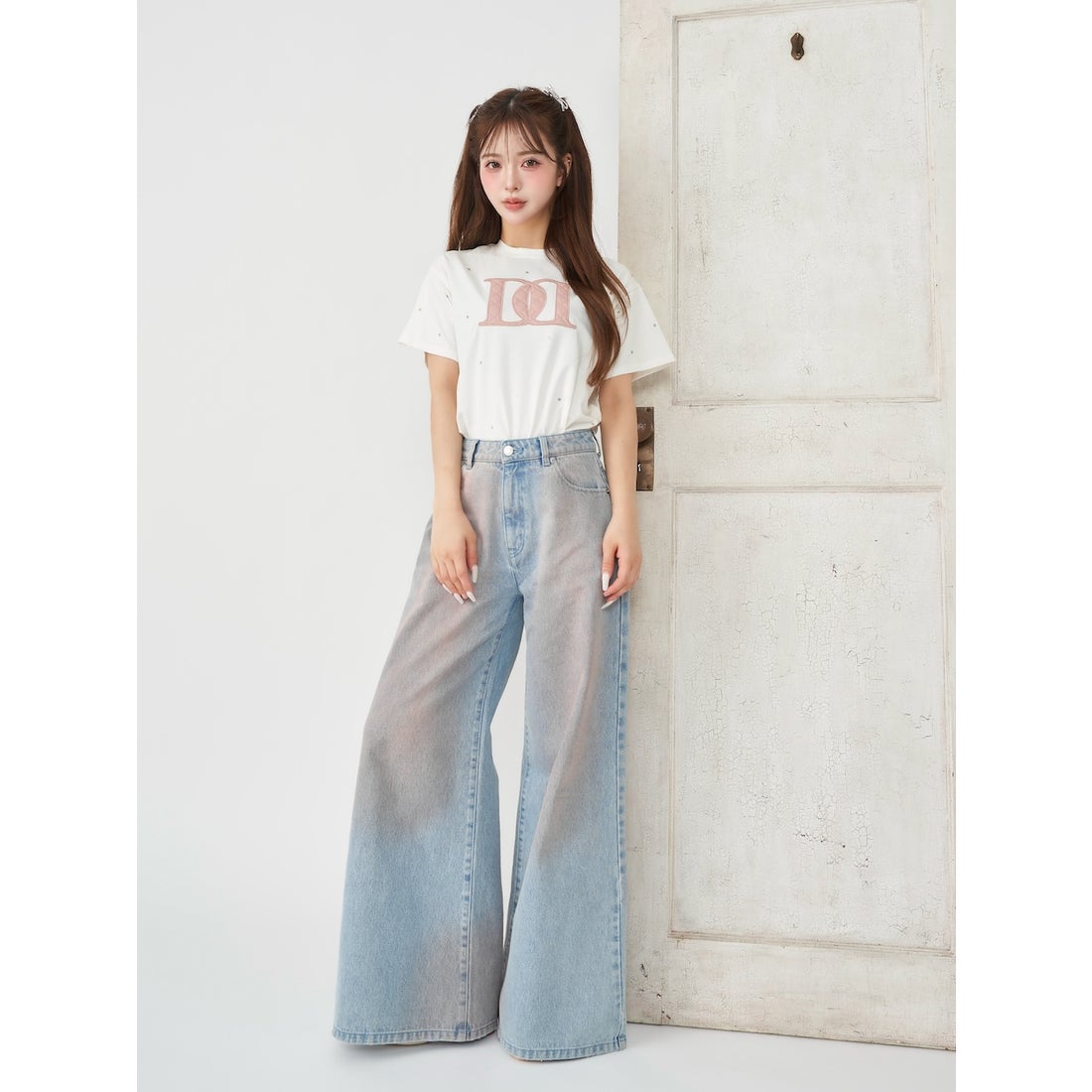 ダーリッチ Darich キルティングアップリケビジューTシャツ （ホワイト