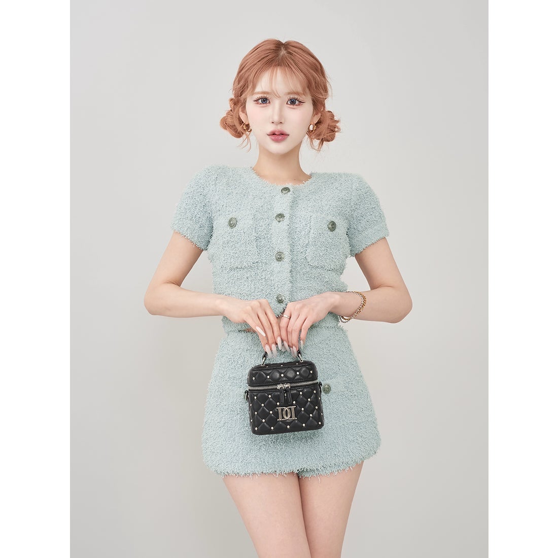 ダーリッチ Darich カラーツイードニットセットアップ （サックス