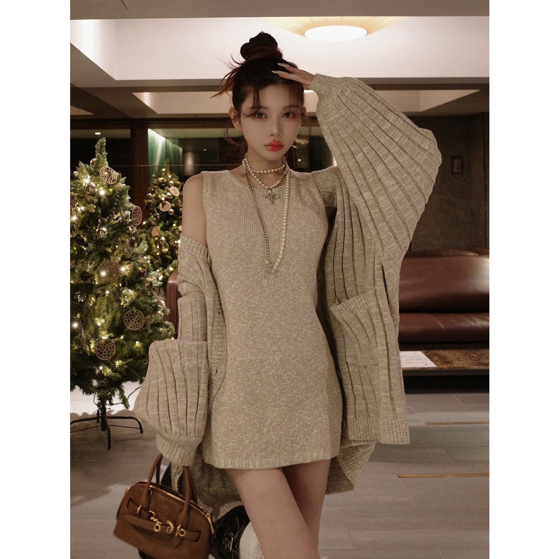 ダーリッチ Darich シャーベットアンサンブルニットミニワンピース