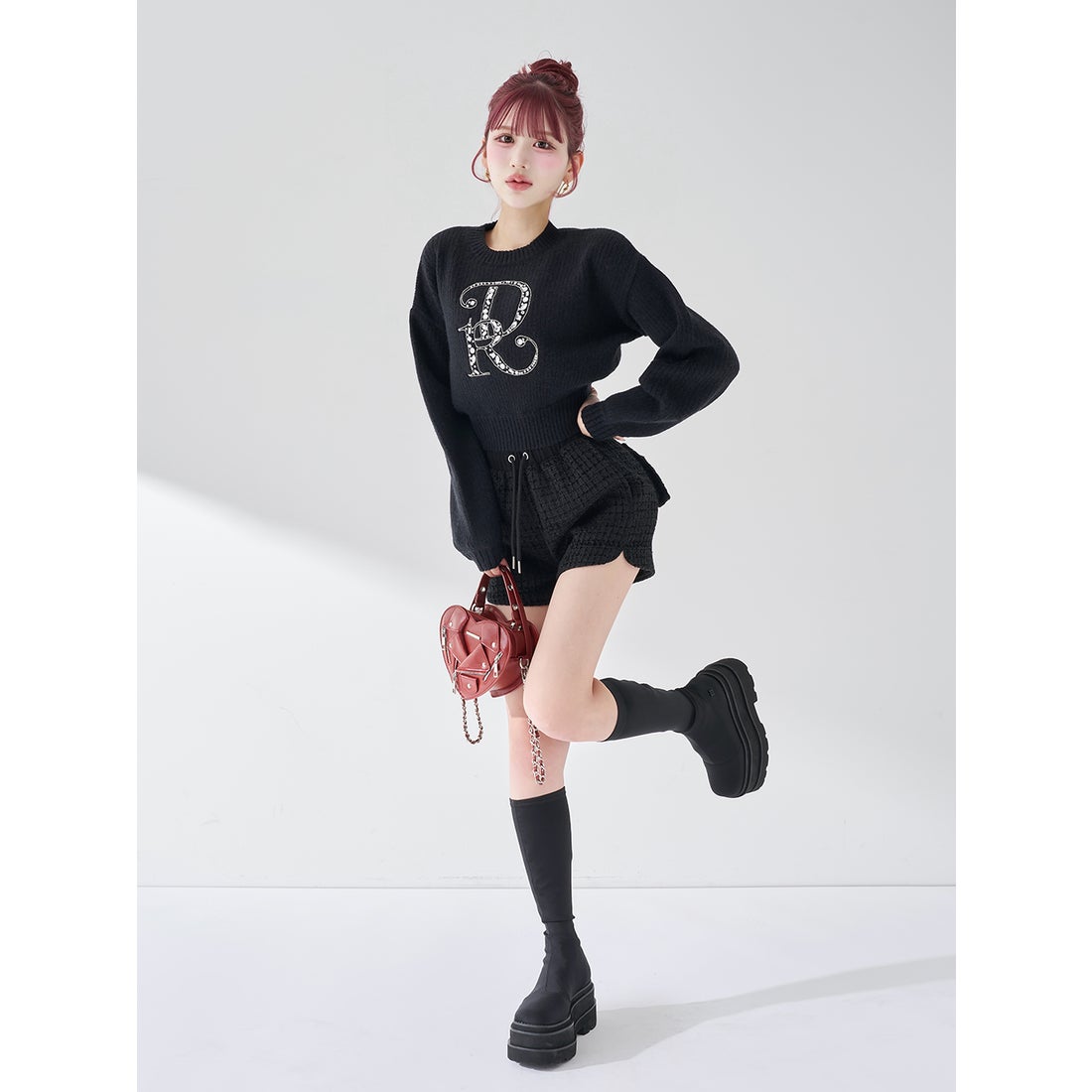 ダーリッチ Darich DRビジューボリュームリブニットトップス