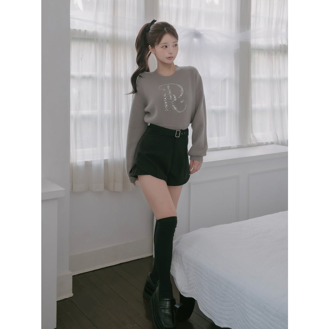 ダーリッチ Darich DRビジューボリュームリブニットトップス