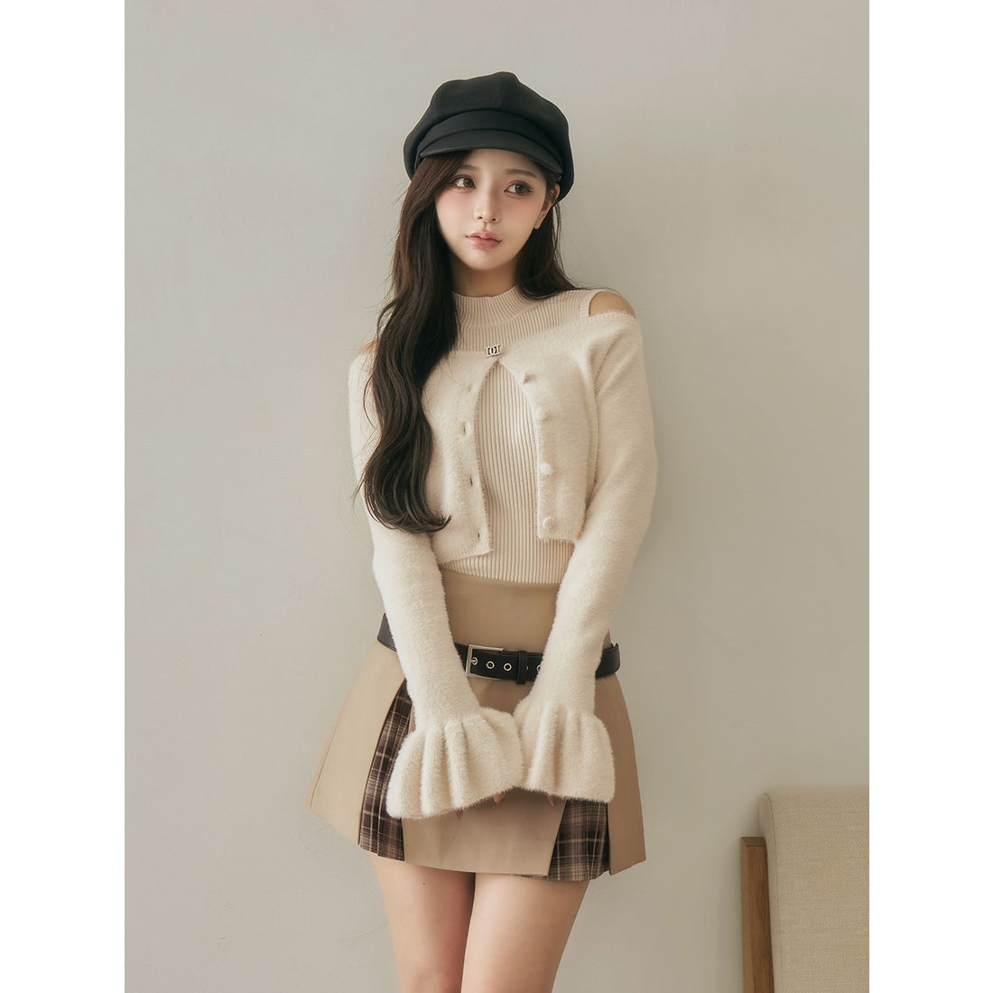 ダーリッチ Darich アンサンブルシャギーニットトップス （ブラック