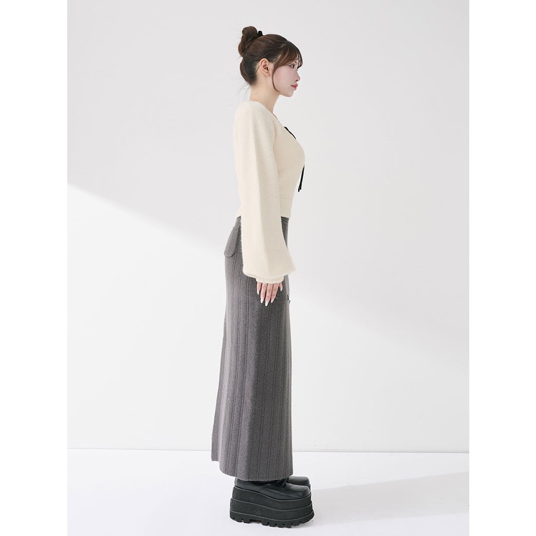 ダーリッチ Darich アシメレイヤードニットトップス （ベージュ