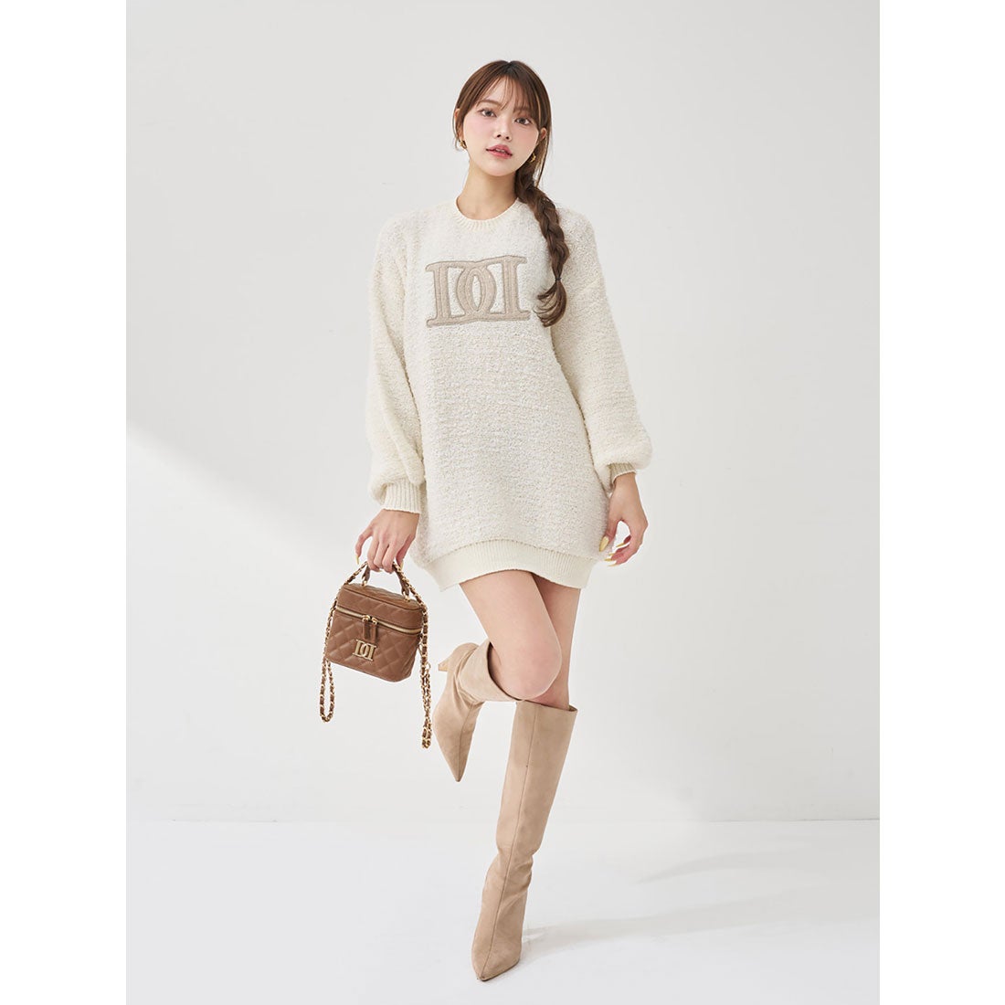 ダーリッチ Darich DDロゴツイードニットプルオーバー （ホワイト