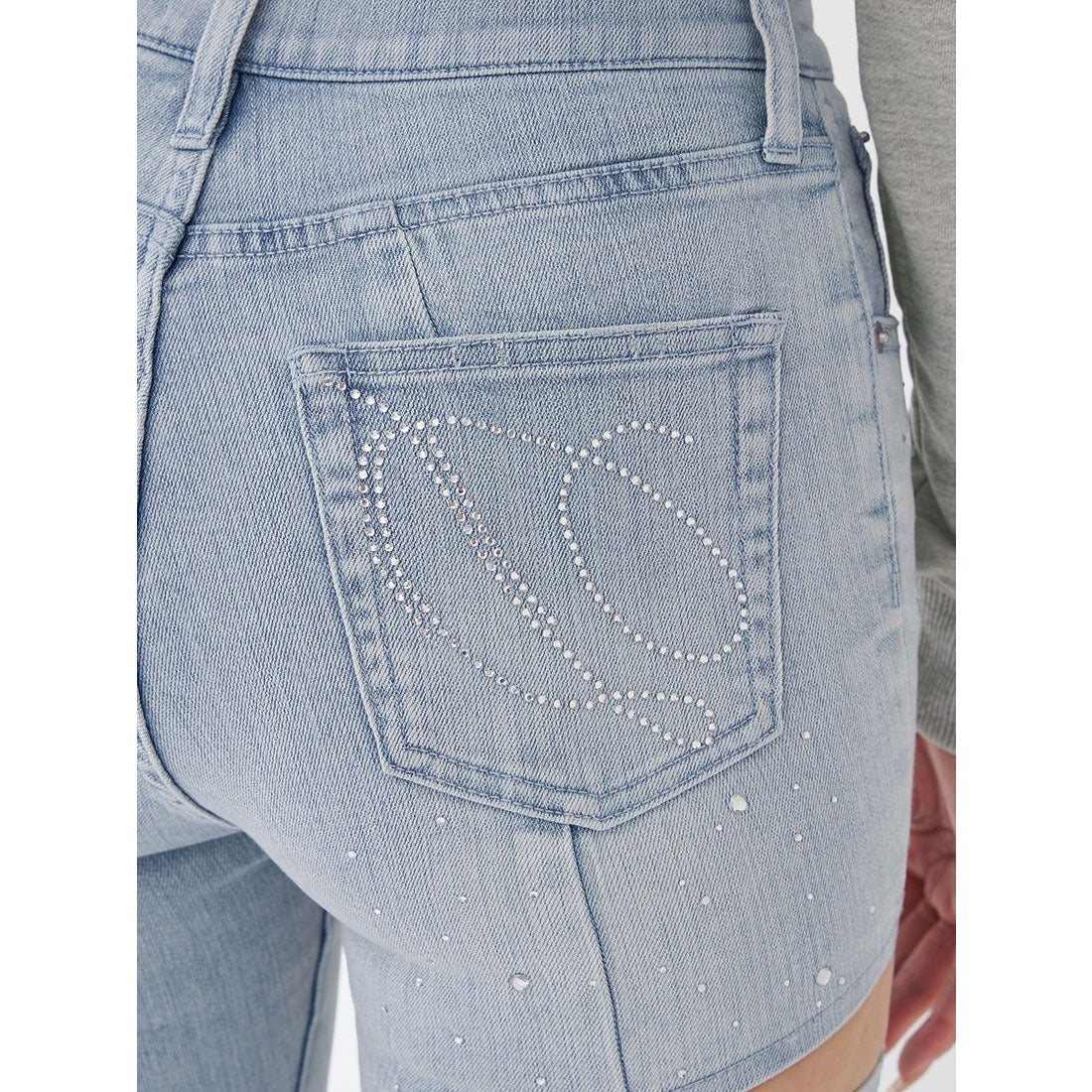 ダーリッチ Darich ドロップビジューフレアデニムパンツ （アイス