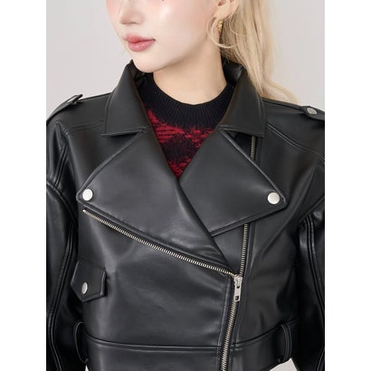 ダーリッチ Darich ドロップショートライダースジャケット （ボルドー