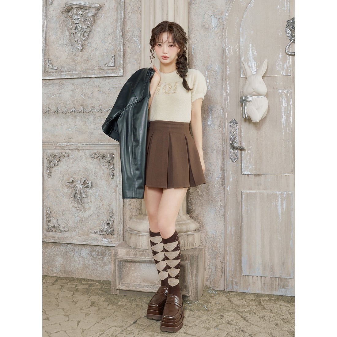 ダーリッチ Darich ドロップショートライダースジャケット （ブラック