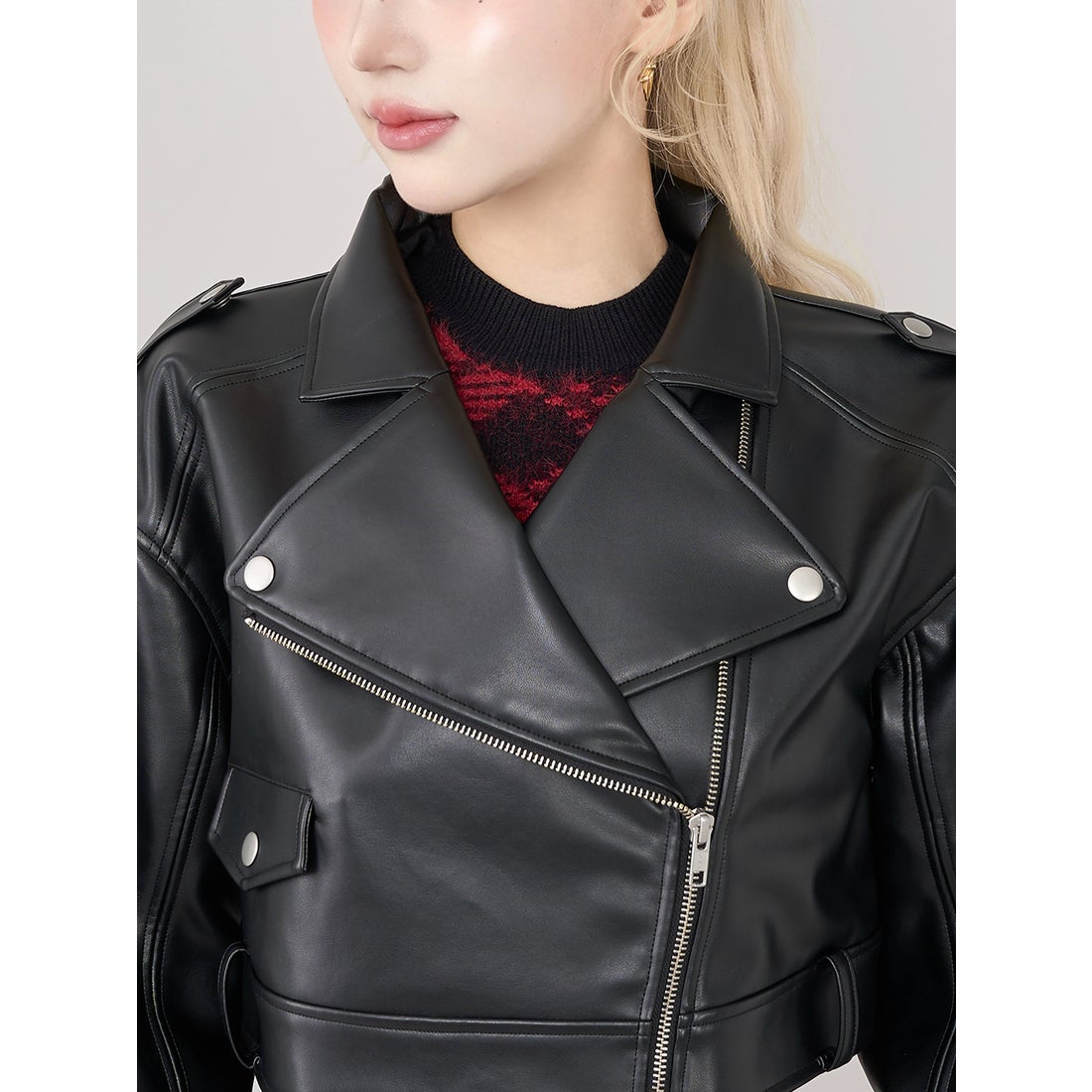 ダーリッチ Darich ドロップショートライダースジャケット （ブラック