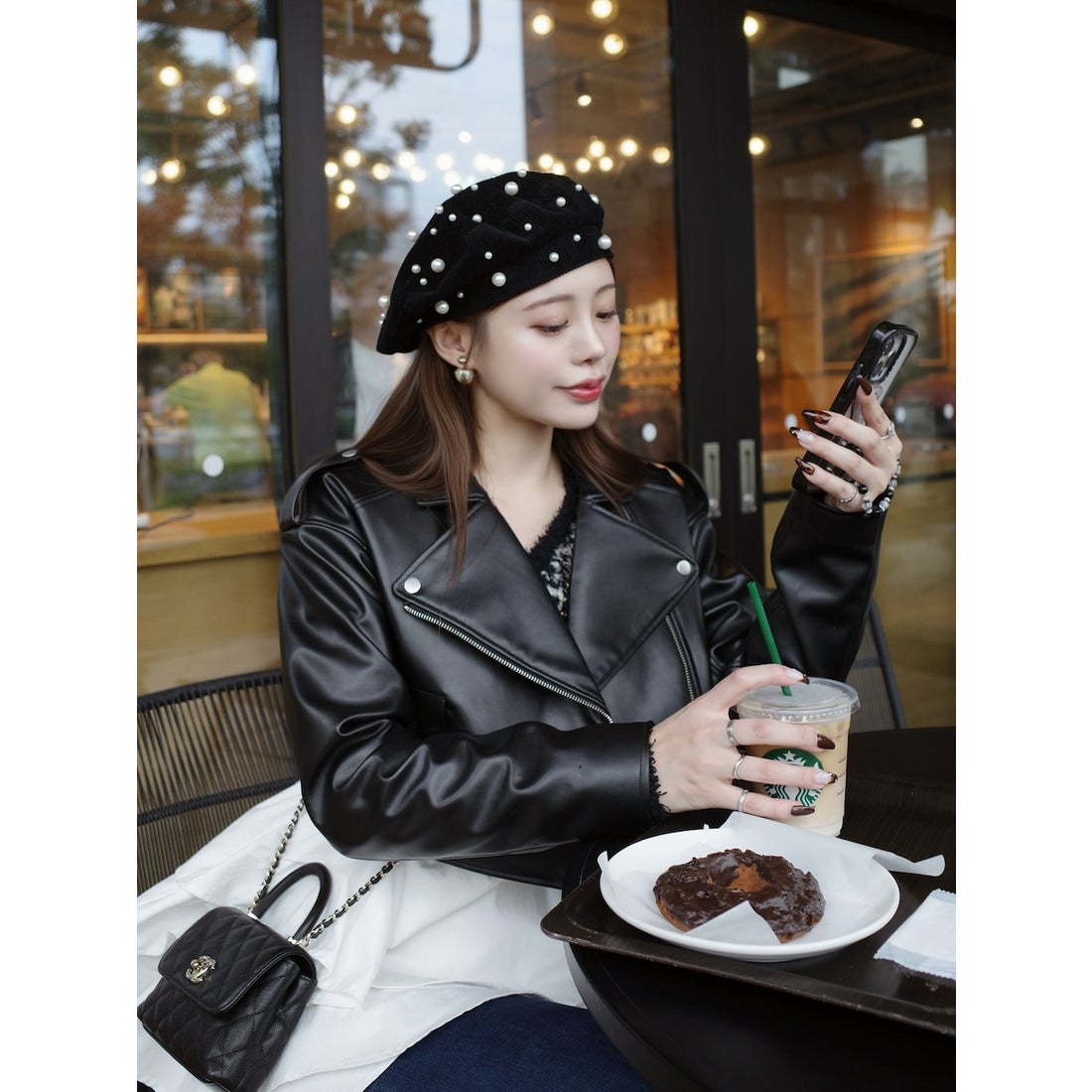 ダーリッチ Darich ドロップショートライダースジャケット （ブラック