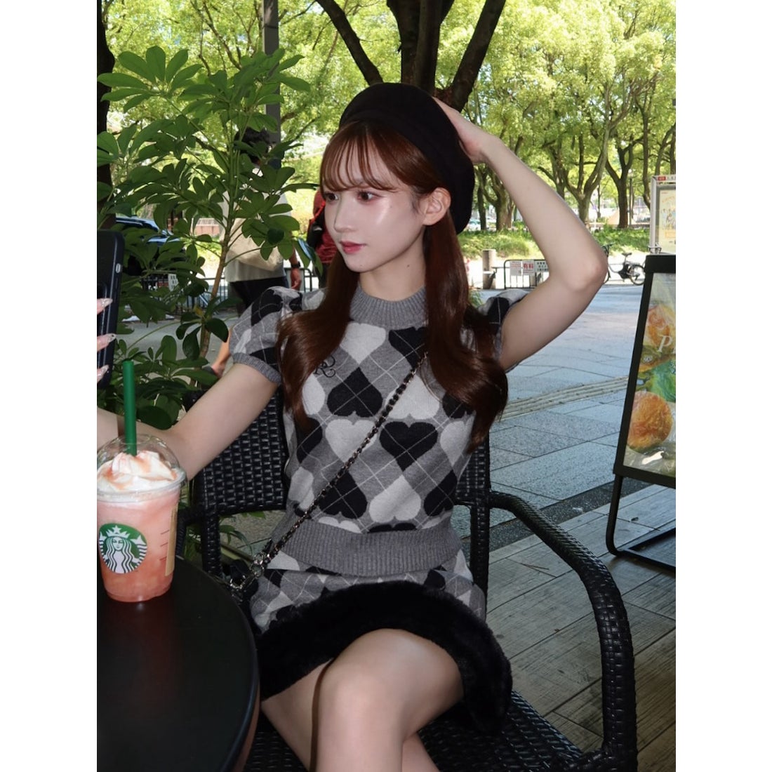 ダーリッチ Darich アーガイルハートチェックニットセットアップ