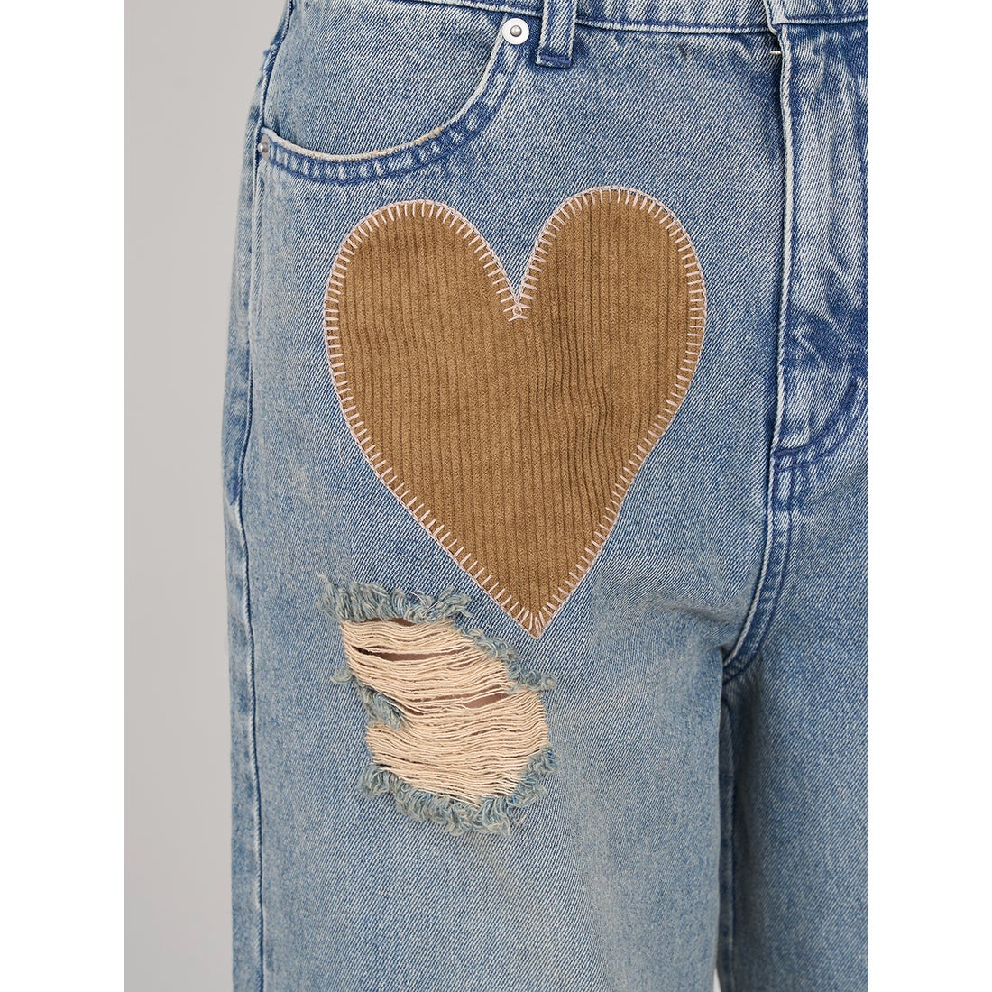 ダーリッチ Darich ランダムハートパッチワークデニムパンツ （ブルー