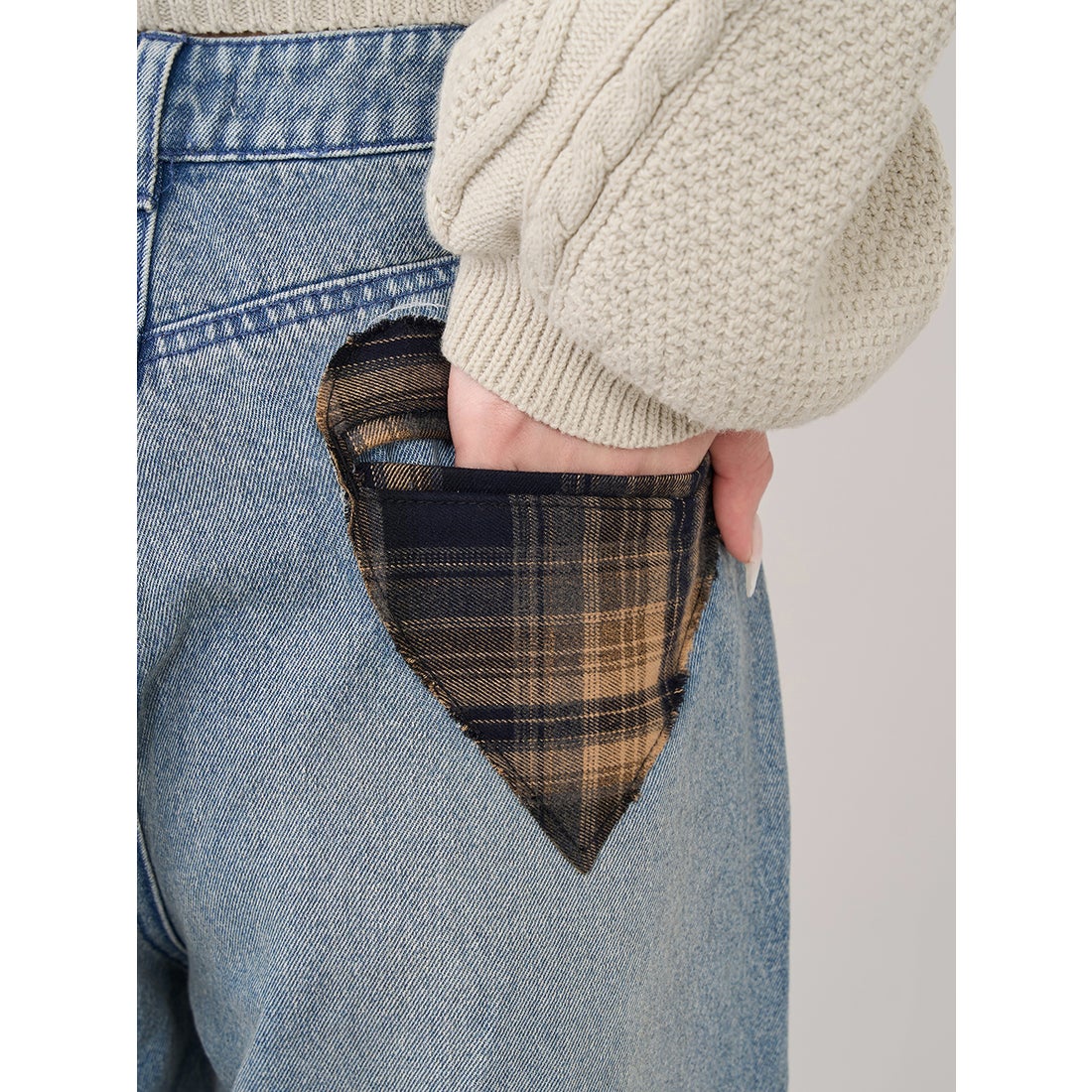 ダーリッチ Darich ランダムハートパッチワークデニムパンツ （ブルー