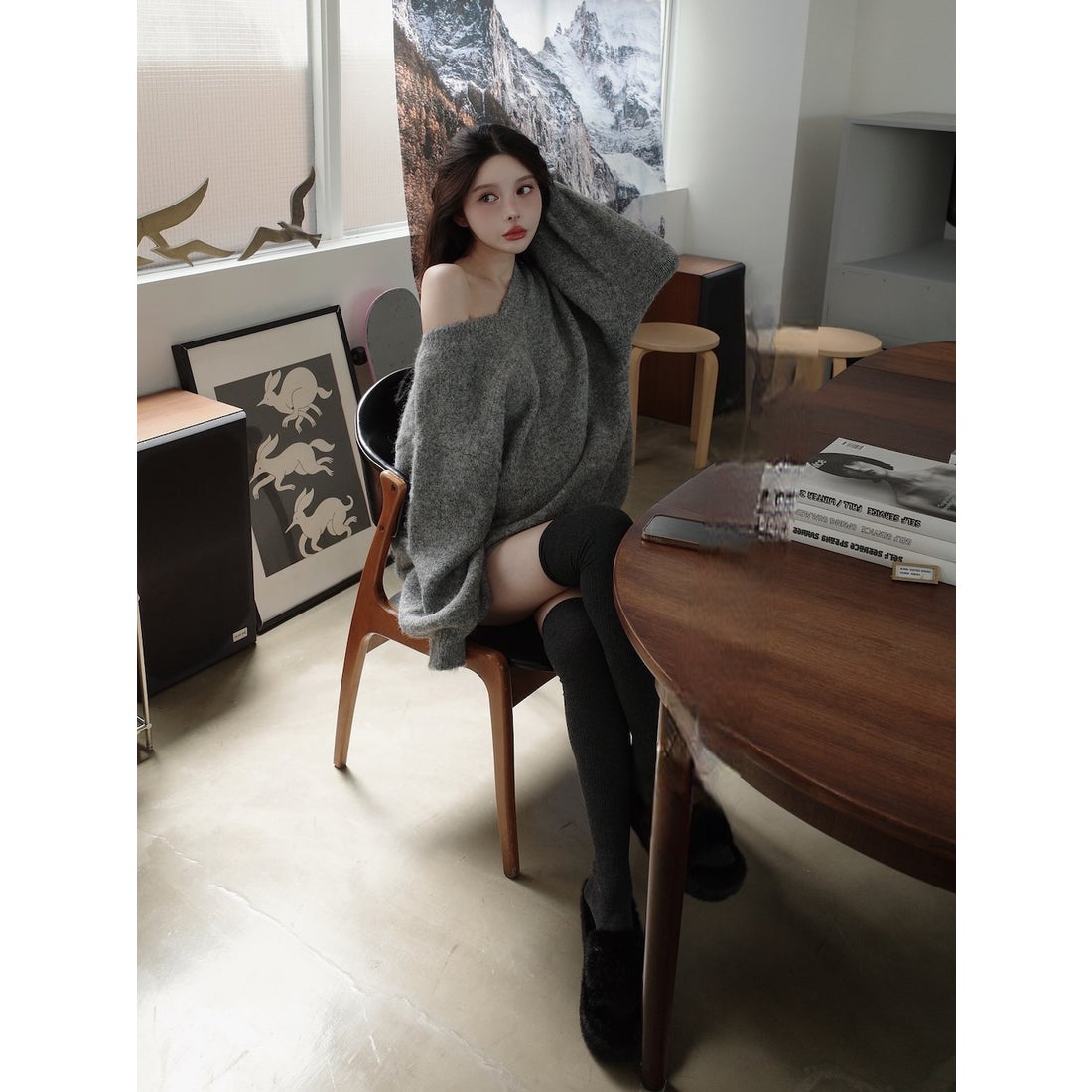 ダーリッチ Darich ビッグリボンバックオープンニットトップス