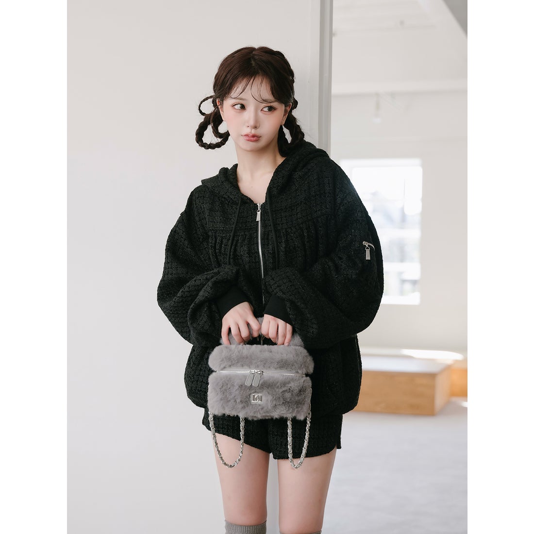 ダーリッチ Darich ツイードカーゴセットアップ （ブラック