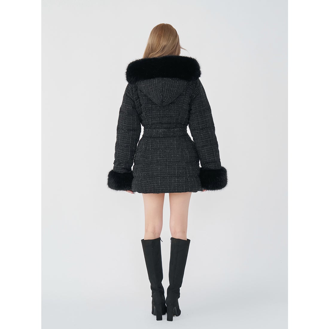 ダーリッチ Darich レディミディツイードダウンコート （ブラック