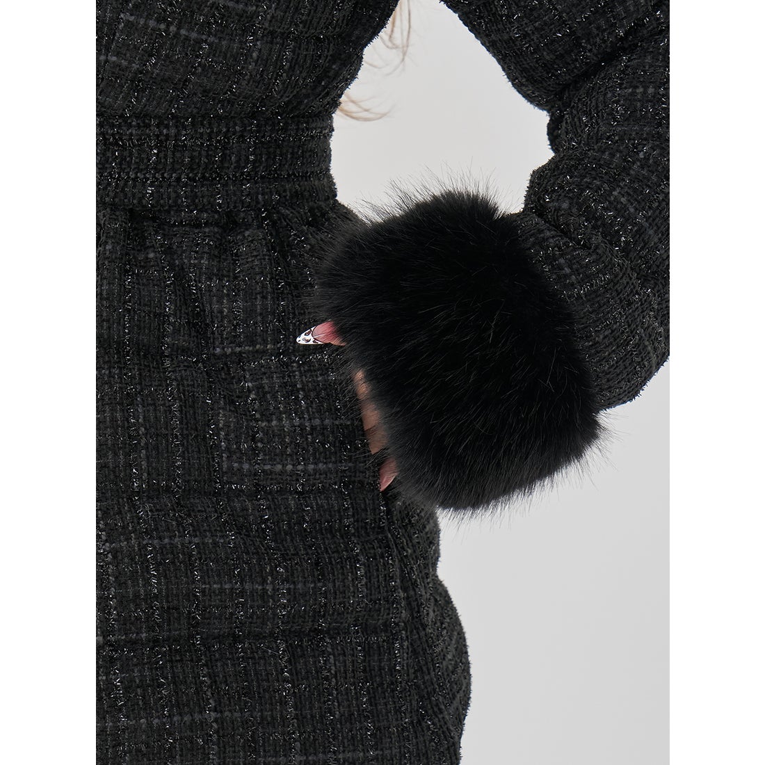 ダーリッチ Darich レディミディツイードダウンコート （ブラック