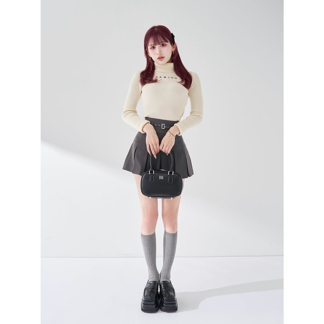 ダーリッチ Darich スムースファーリブニットトップス （ブラック