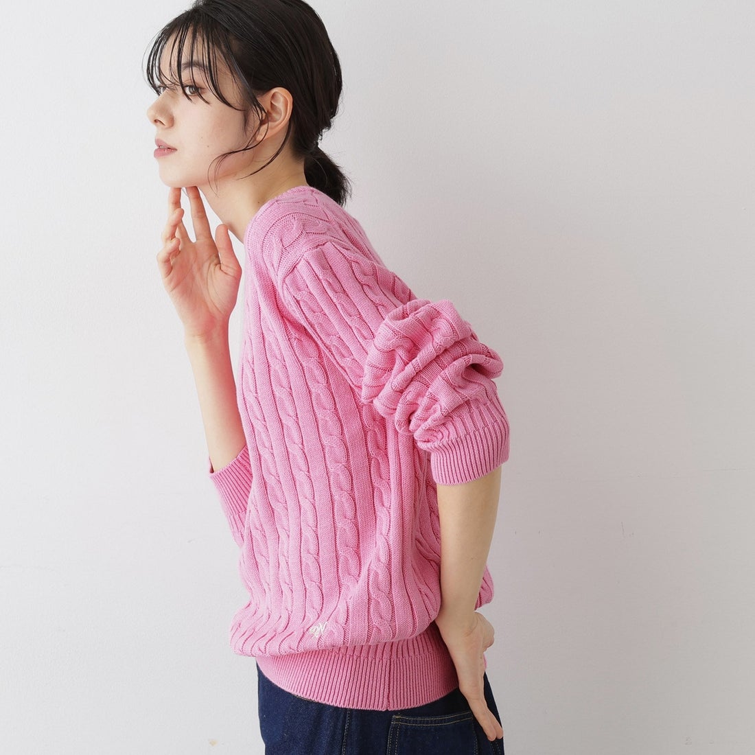 デッサン Dessin 【ユニセックス】ケーブルニット （ピンク(073