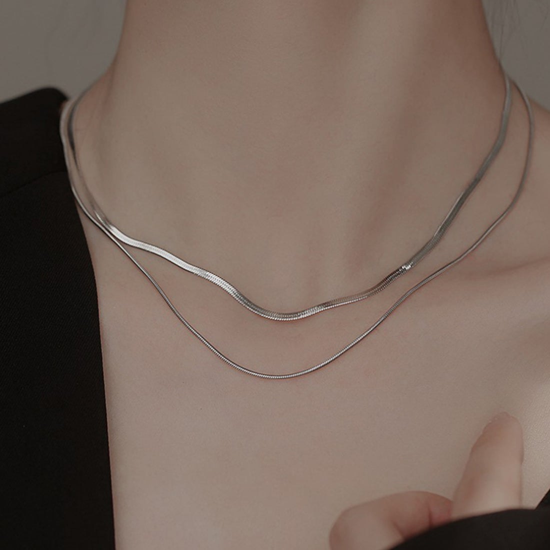 ダイヤモンドハーツ Diamond Hearts 2連スネークチェーンネックレス