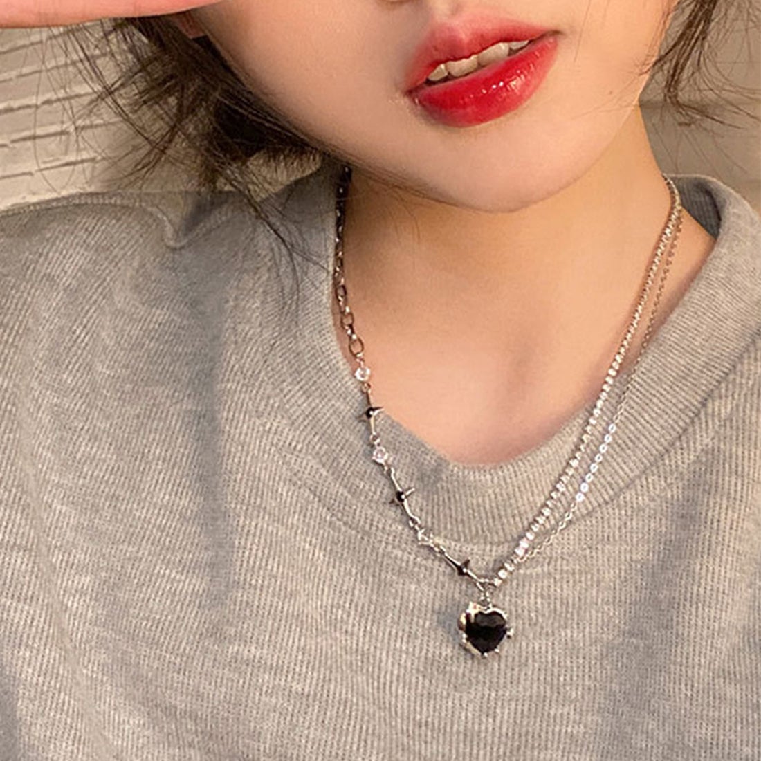 ダイヤモンドハーツ Diamond Hearts ブラックハート デザインチェーン